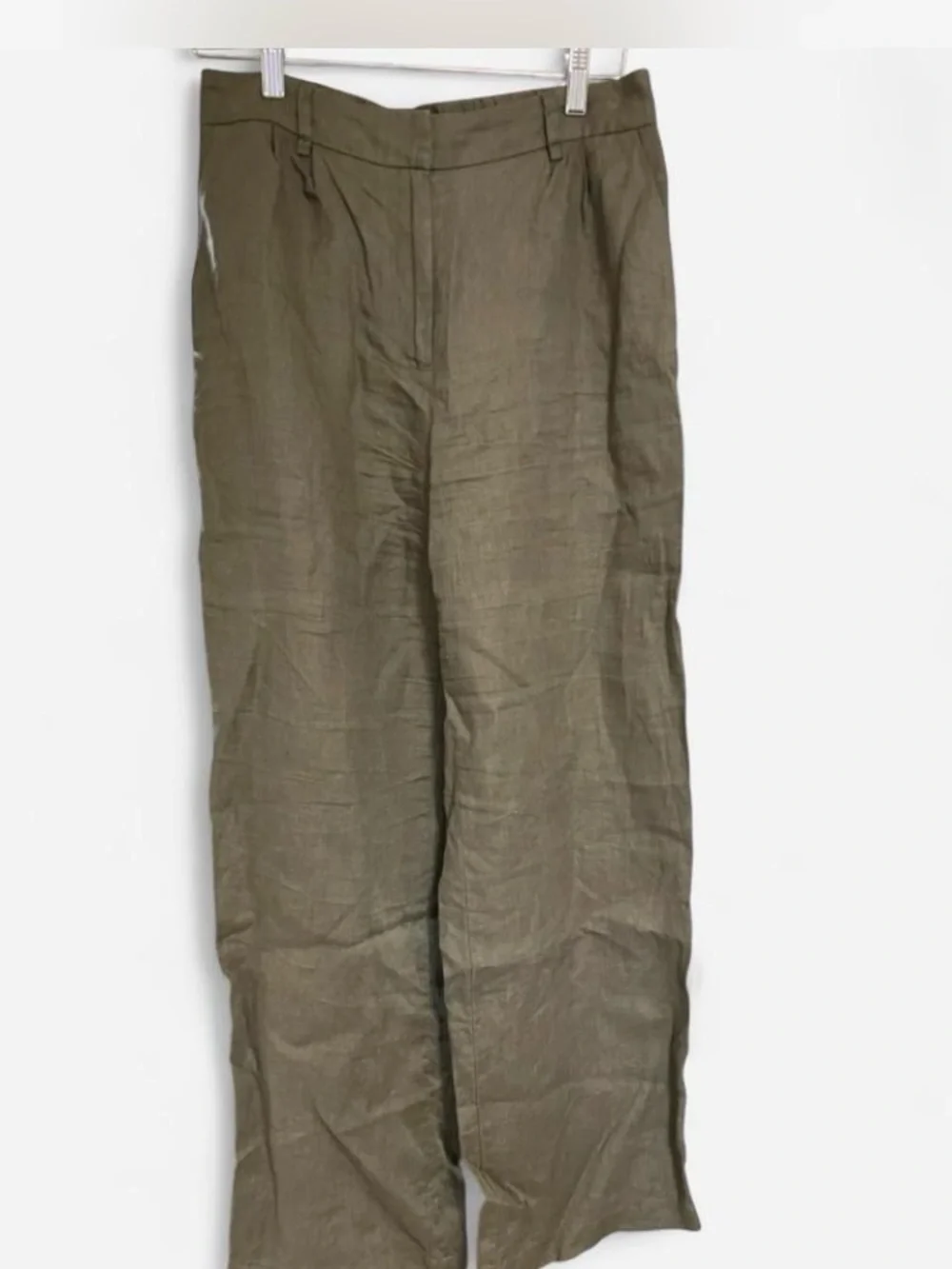 Quince Olive Green Wide-Leg Linen Chinos Womens Size 8